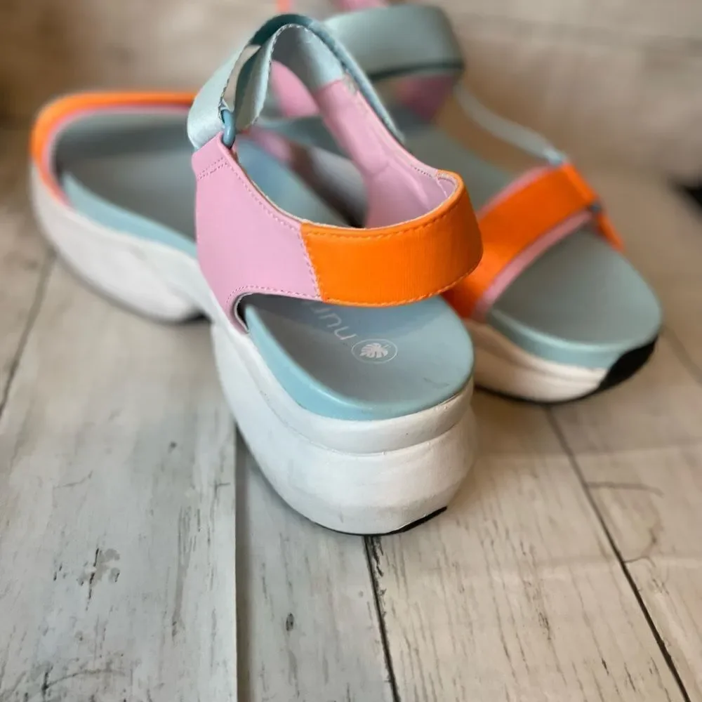 Nurture Roam Multi -Color Platform Block Heel Pastel Sandals Size 10